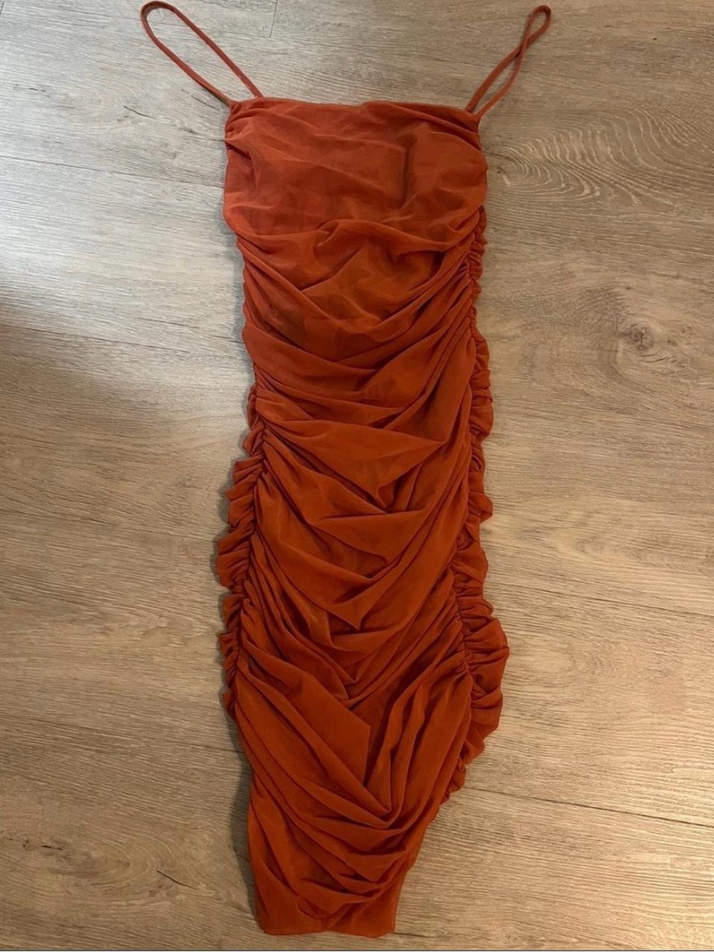 Michael Costello rusted orange mini dress